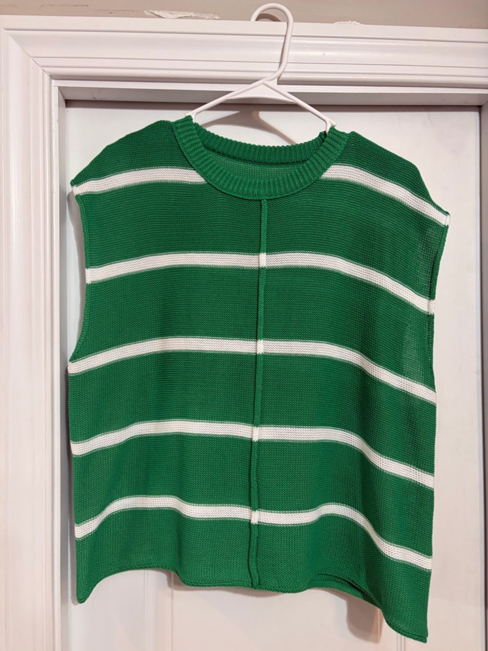 SHEIN Green and White Striped Knit Tank Top